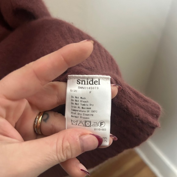 snidel Oversized V Neck Burgundy Maroon Cozy Knit Sweater Women's F - Picture 5 of 5